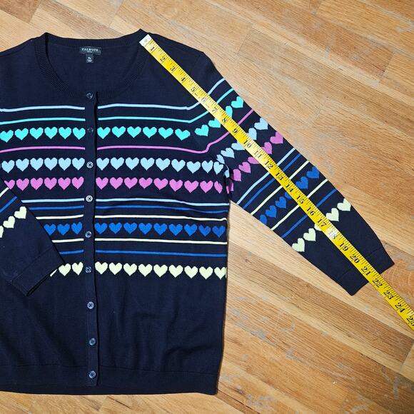 Talbots Sweater Set Size Petite M Navy Blue Cardigan Size Small Tank Heart Print - Picture 8 of 15